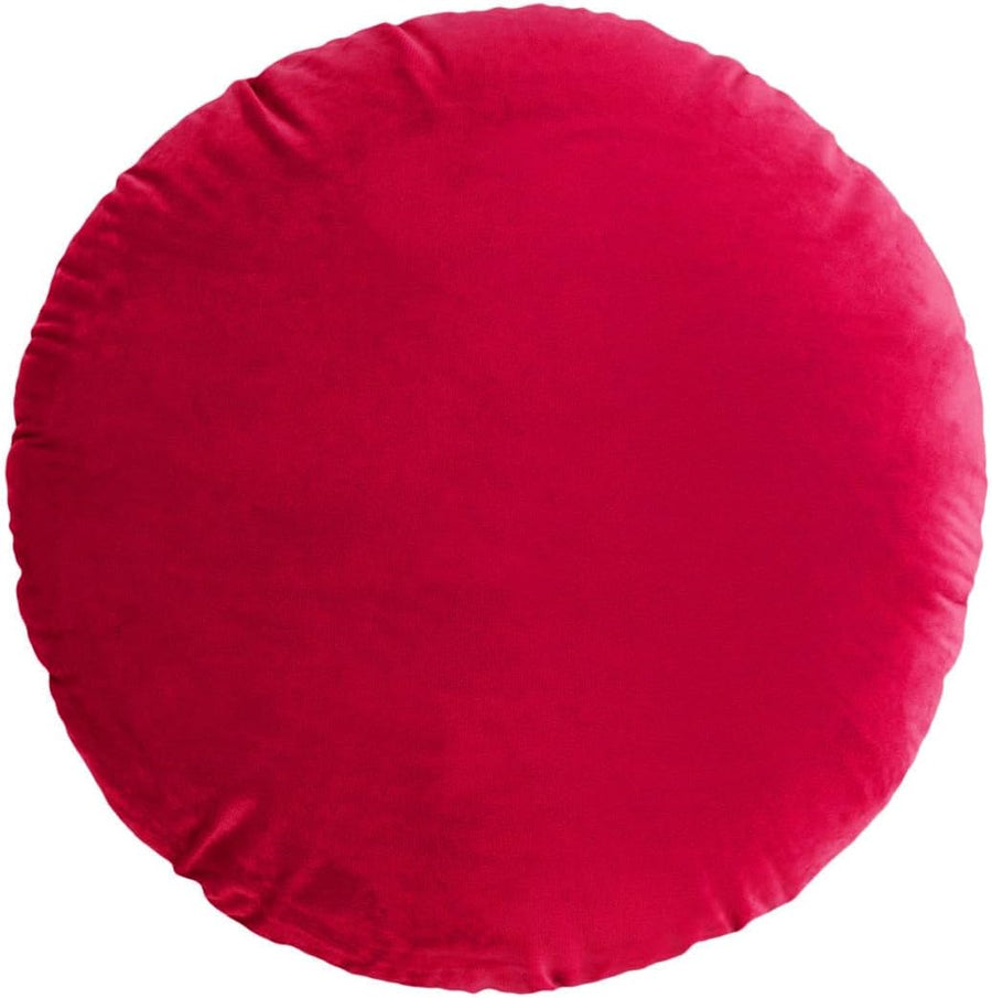 Solid Color Round Throw Pillow Sham, Round Pillow Covers for Home Decoration, Soft Warm Pillow Case (Red)