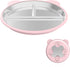 Silicone Stainless Steel Dinner Plate, 9-Inch Portion Control Plate, Balanced Lunch for Weight Loss and Diabetic Diets, Camping Metal Divider Plate (Round Pink)