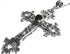 Large Gothic Cross Necklace silver-tone pendant with glass stone, on 24" steel chain…