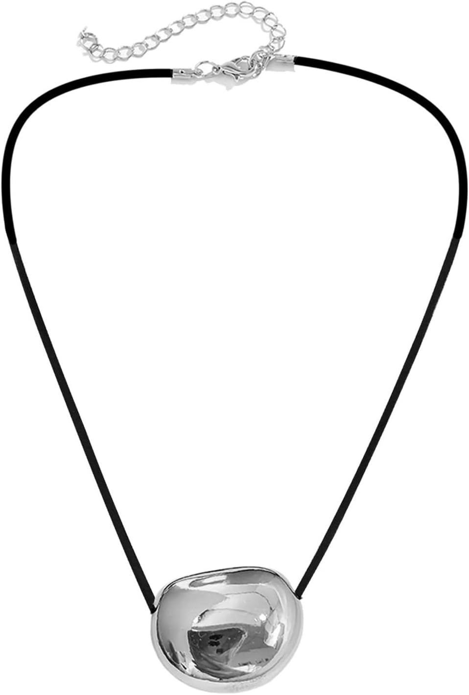 Oval Bead Clavicle Chain Fashionable Geometric Pendant Necklace