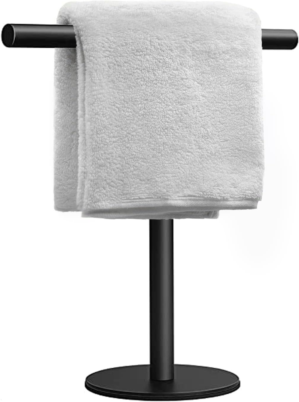Hand Towel Holder Stand for Bathroom Vanity Countertop Matte Black T-Shape Towel Bar Rack Stand Towel Bar for Bathroom Kitchen  Matte Black    Matte Black