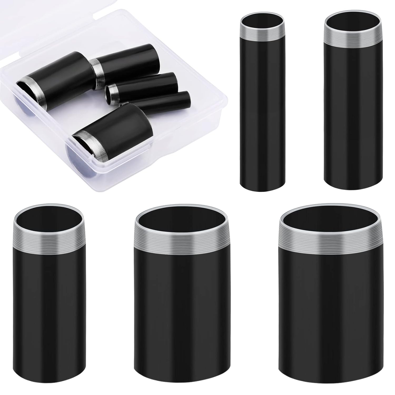 5 Sizes Round Hole Punch, Hollow Punch Cutter Tool Set with Storage Case, Leather Craft Tools Kit for Handmade DIY Craft Hole Punch Black  5 pcs  Black  5 pcs