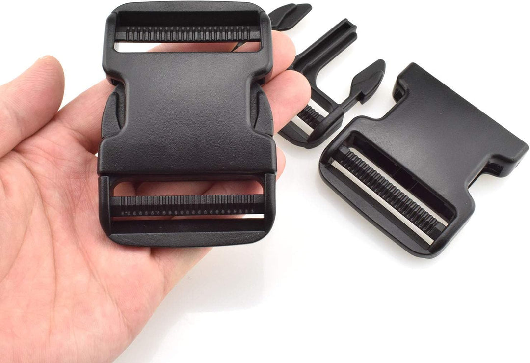 SGH Pro Extra Thick Military Grade Dual Adjustable Quick Side Release Buckles 2' Wide 4 Pack Clips Snaps No Sewing Heavy Duty Replacement for Webbing Boat Cover Backpack Fanny Pack