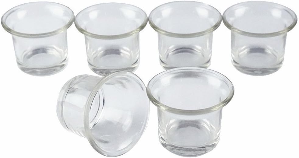 Clear Chunky Glass Lip Votive Candle Holders Tealight Votive Cups for Wedding Proposal, Spa, Aromatherapy, Meditation, 6 Counts by Shxstore Clear