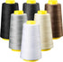 6 Rolls 3000 Yard Each Serger Thread Polyester Cones Spool Thread for Sewing Serger Overlock Quilting Sewing Machine (Black, White, Beige, Grey, Dark Grey, Coffee)  Black, White, Beige, Grey,