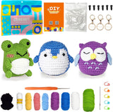 Crochet Kit for Beginners Pattern Animals Owl Penguin Frog with Yarn Hook Accessories