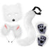 Plush mask with fox tail and ears set, cat tail fox costume cosplay costume with cat ears and paw gloves halloween cosplay white High quality () white