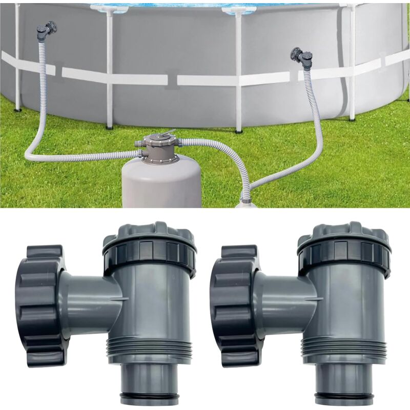 Pool Pump Replacement Parts Inlet and Outlet Valve Compatible with Coleman Intex Bestway for 1-1/2 Inch Hose 2 Set