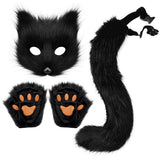 Therian Paws Fur Mask Tail Set Black Halloween Party Costume