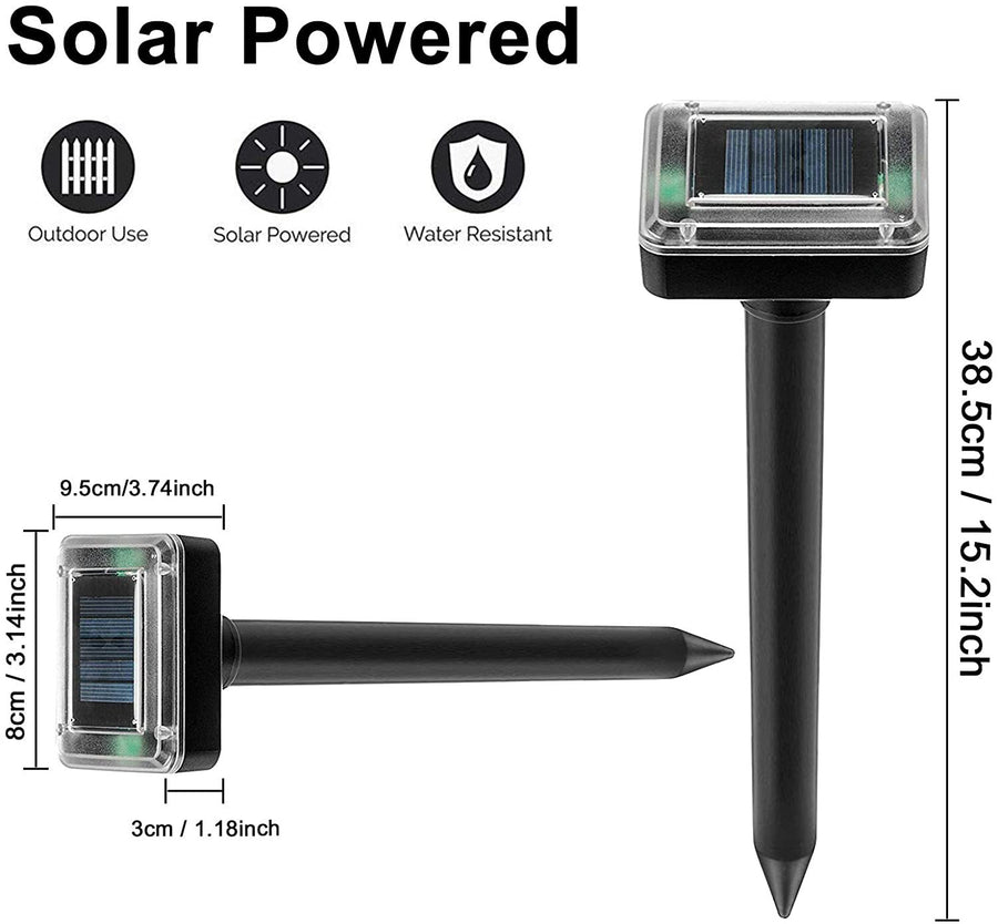 Solar Snake Repeller 2Pcs Solar Powered Mole Repeller Vole Repeller 800 Sq M X2 1600