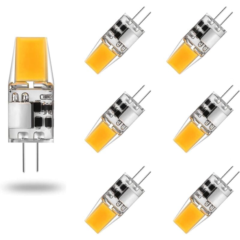 G4 LED Bulbs 6-Pack 5W Warm White 3000K Compatible with Halogen AC/DC 12V No Flicker 360° Beam Angle