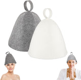 Felt Sauna Hat 2 Pack Natural Wool Comfortable Breathable Accessories Gray and White Jar