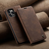 Compatible with Apple iPhone 13 Leather Flip Case Coffee Brown iPhone 13