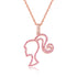 Barbie Necklace High Ponytail Girl Sterling Silver Hollowed Out Rose Red