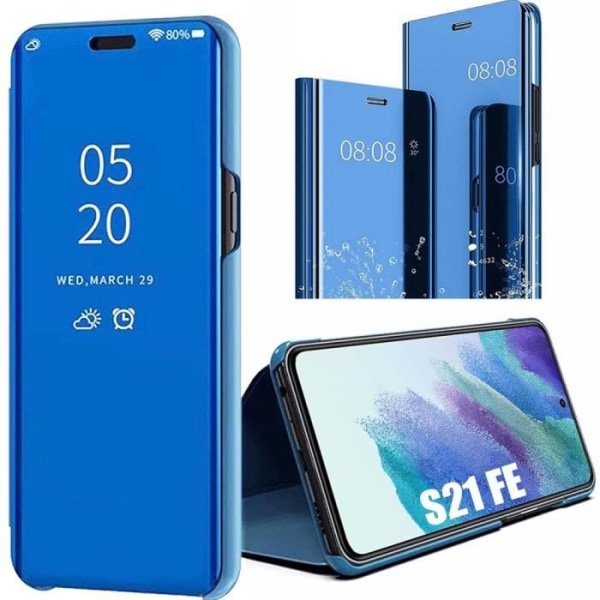 Compatible with Samsung S21 FE Transparent Blue Full Body Protection Smart Case 360 Samsung