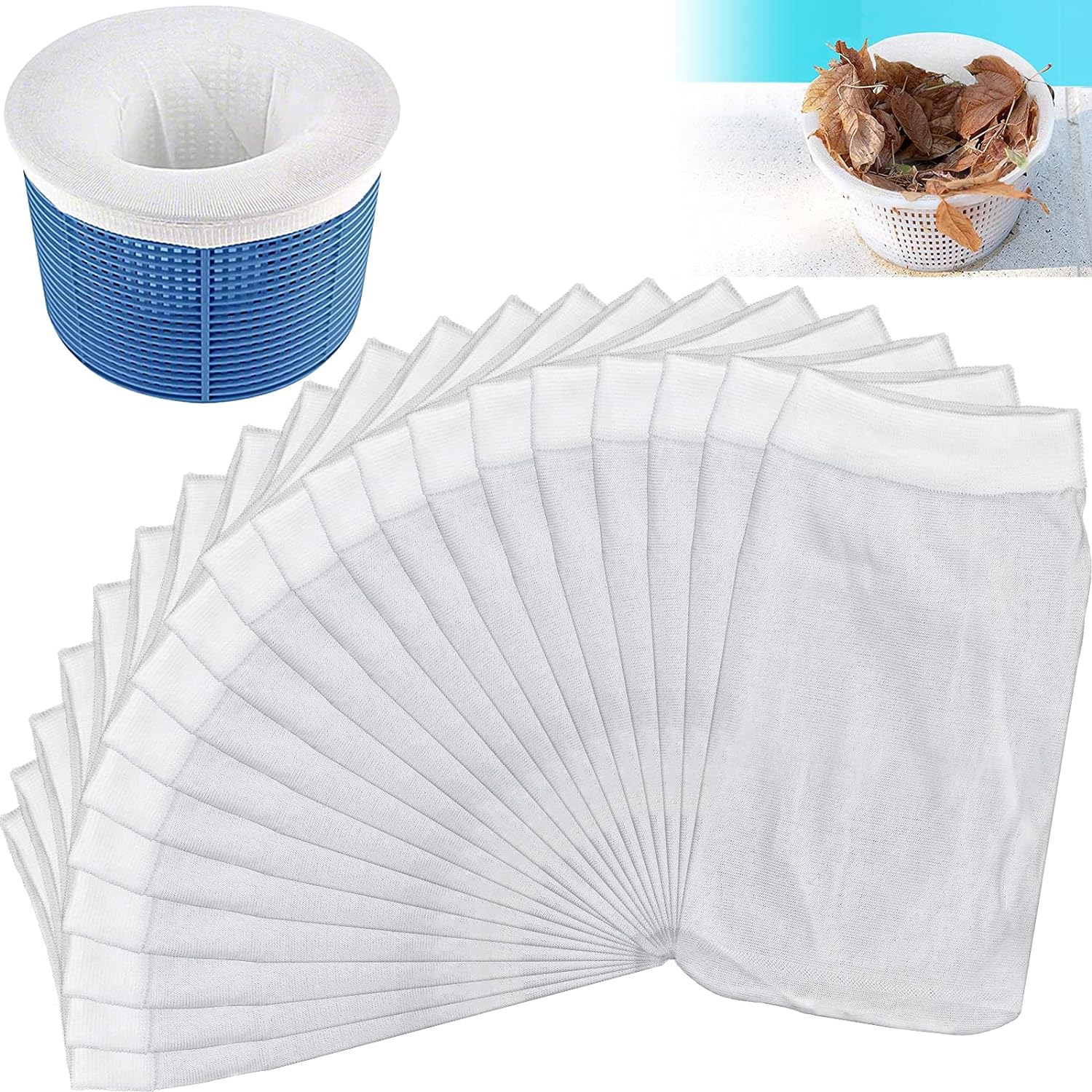 Pool Filter Socks 20pcs for Above Ground Pool Skimmer Compatible with Pool Pump