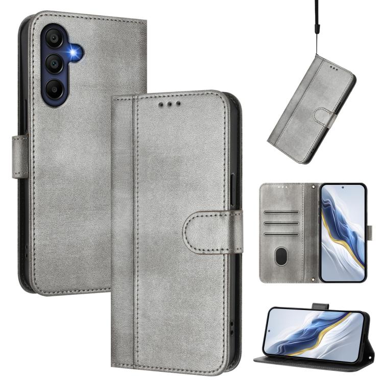 Compatible with Samsung Galaxy A17 5G Case in Grey Retro Leather with Stitching