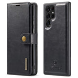 DG.MING Magnetic Wallet Case Compatible withSamsung Galaxy S22 Ultra Black 2-in-1
