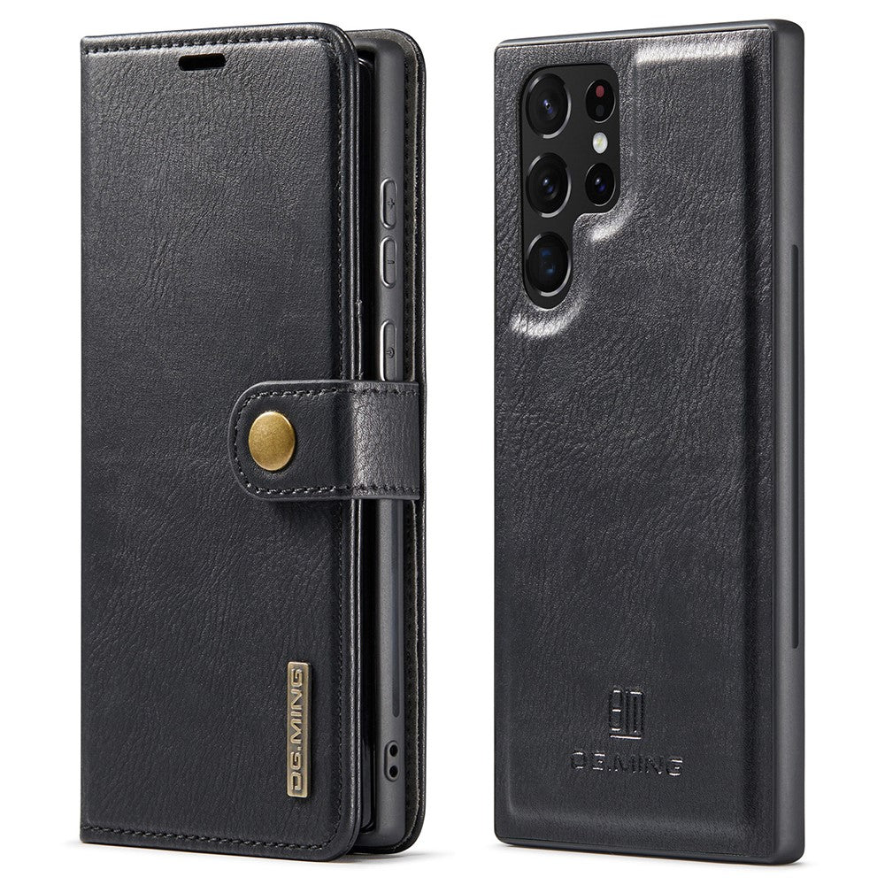 DG.MING Magnetic Wallet Case Compatible withSamsung Galaxy S22 Ultra Black 2-in-1