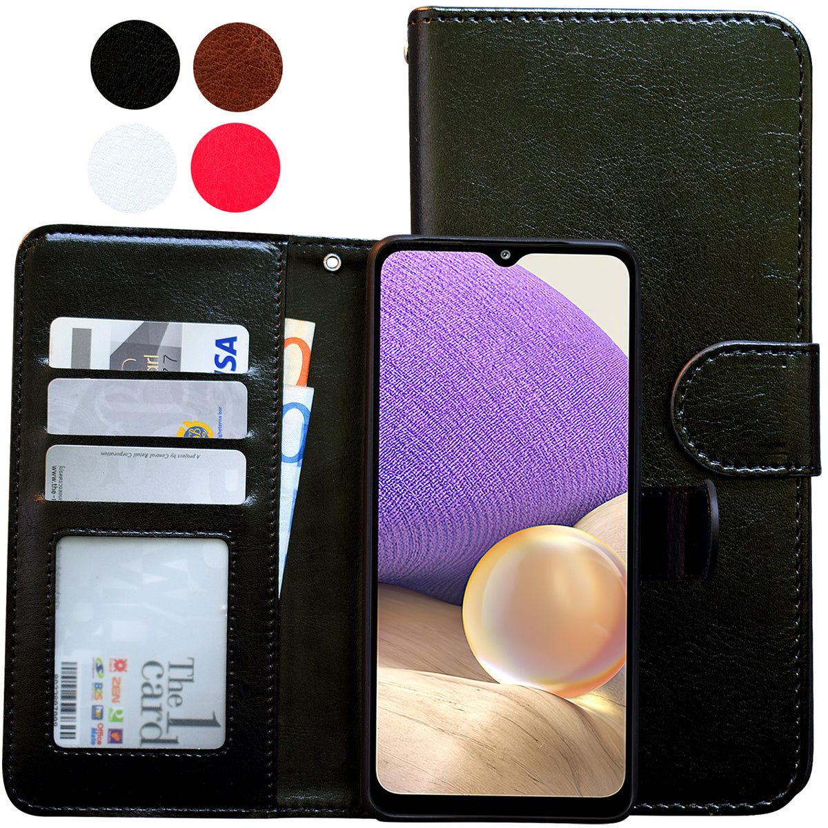 Compatible with Samsung Galaxy A32 5G Leather Case Protection White Max White