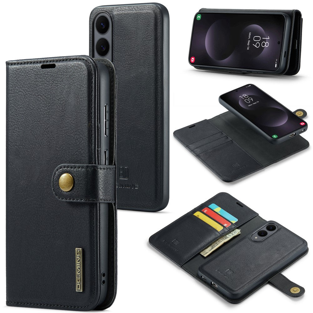 Magnetic Wallet for Compatible with Samsung Galaxy S25 Edge Black Case 2-in-1 with Card Holder