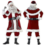 Santa Claus Costume for Adults 8-Piece Set Red Velvet Christmas Gift Compatible with 2XL