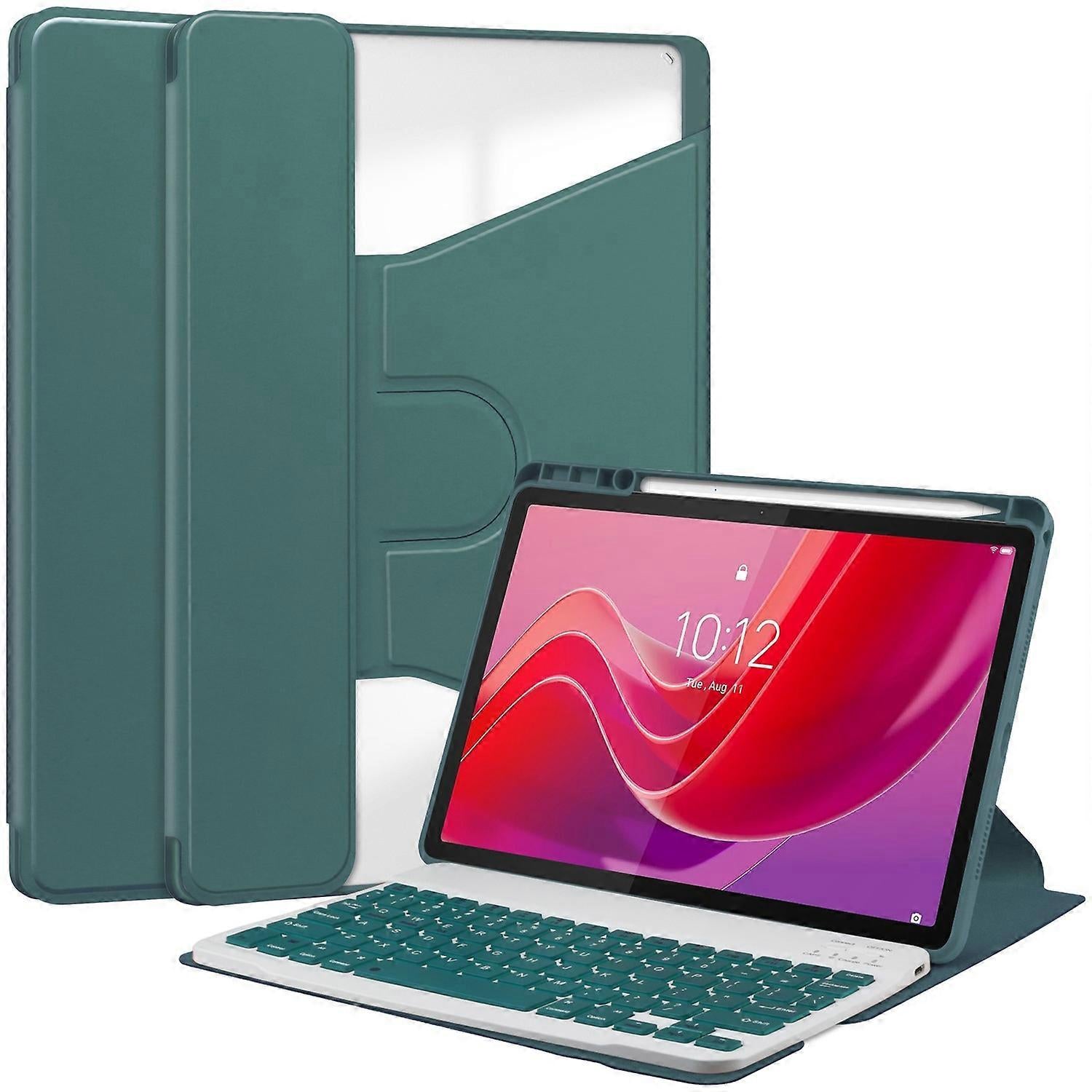 Lenovo Tab M11 Xiaoxin Pad 11 2024 Tablet Cover with Bluetooth Keyboard Stand PU Acrylic Case Compatible with Lenovo Multicolor Style C