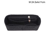 Women's Multi-Pocket Felt Handbag Insert Organizer, Black, Size M
