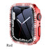 Diamond Glass Bling Bumper Case with Screen Protector Compatible with Apple Watch Series 9 8 7 6 SE 3 45mm 44mm 42mm 41mm 40mm 38mm Red