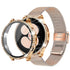 Stainless Steel Bracelet Compatible withSamsung Galaxy Watch 4 5 6 40mm 44mm Mesh Loop Bling Case Gold Set
