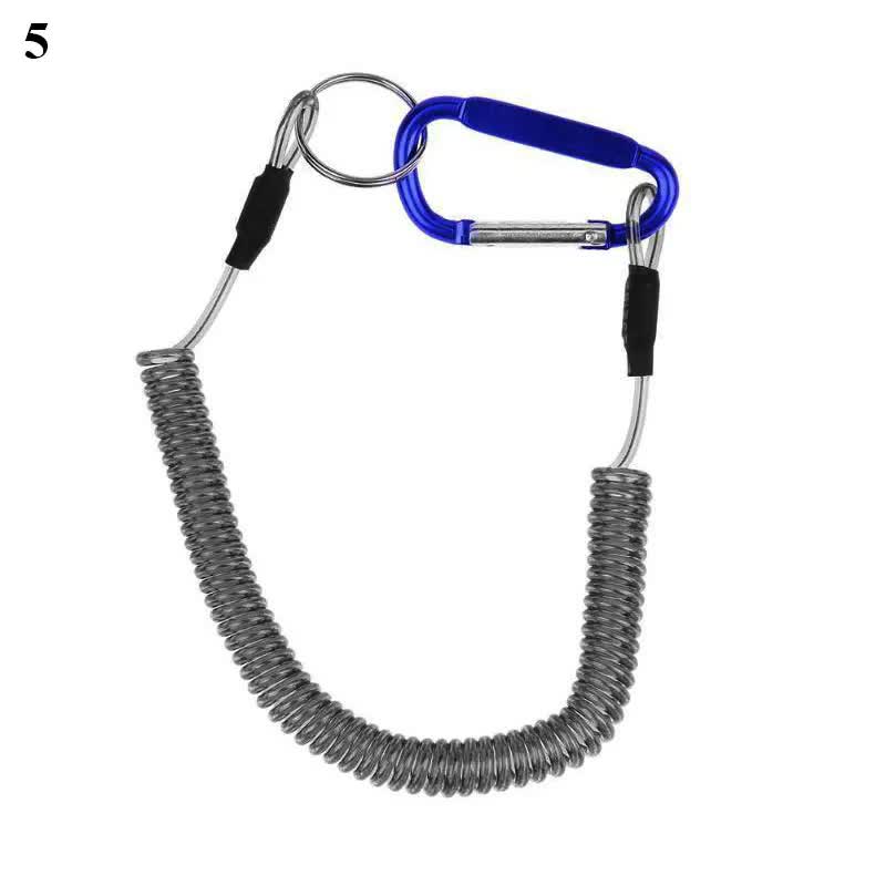 Anti-Lost Phone Spring Key Cord Compatible with Outdoor Spiral Stretch Keychain Elastic Spring Rope Metal Carabiner Lock Hook 5 1.2m