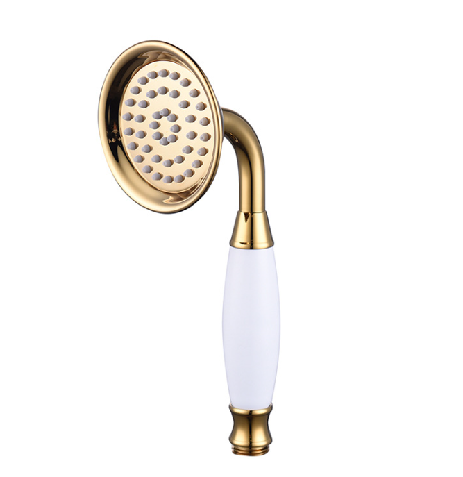 Gold Brass and Ceramic Round Hand Shower Head, Narrow