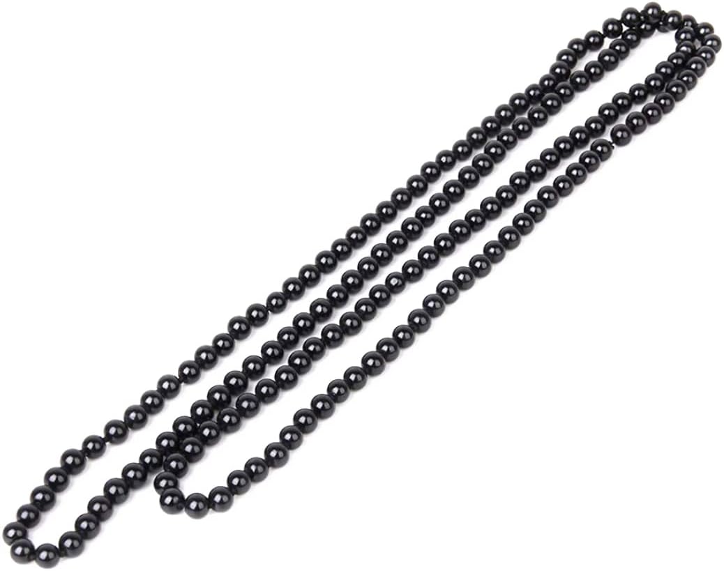 Black Pearl Necklace Extra Long Faux Pearl Chain Multi-Layer Sweater Necklace for Women