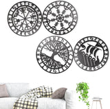Metallic Viking Wall Art Nordic Compass Decor for Bedroom Living Room