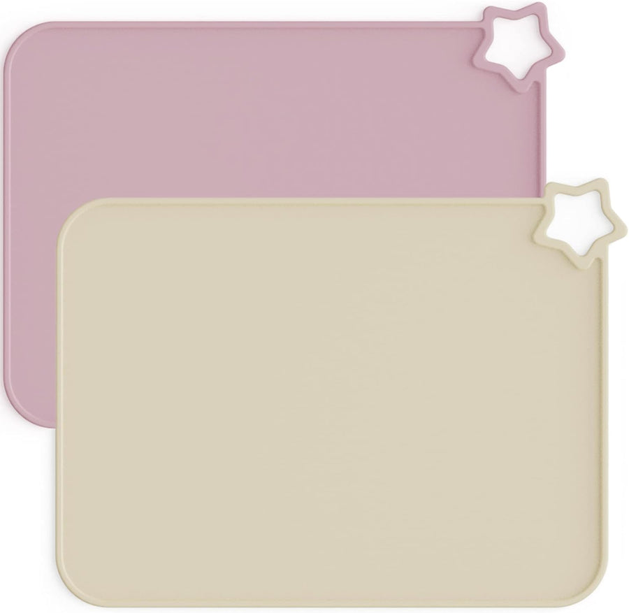 Silicone Baby Placemat 2-Pack Non-Slip Washable BPA-Free for Kids Light Mauve Skin Tones