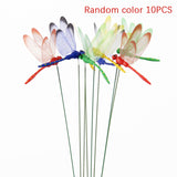 Dragonfly Insert Sticks 10pcs Multicolor Simulation Decoration with Dragonflies