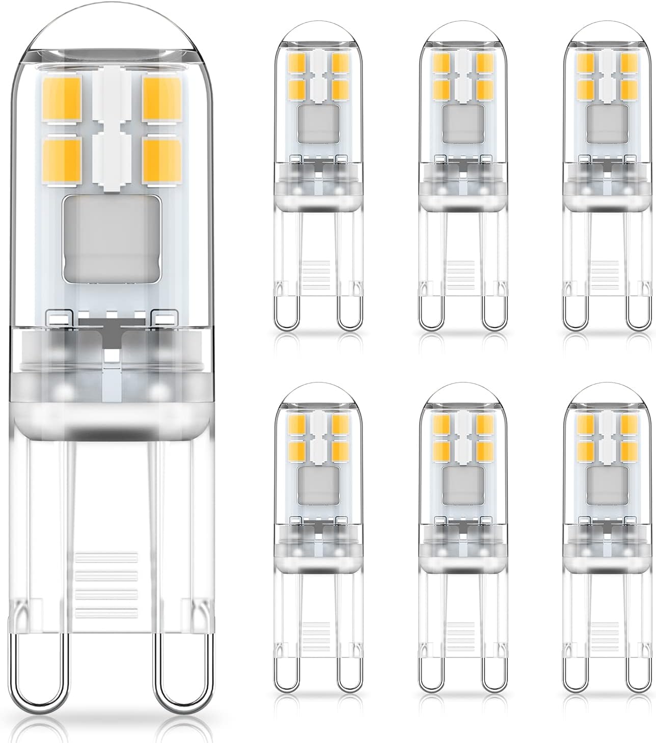 G9 LED Bulbs 1.5W Equivalent to 20W Halogen, 4000K Natural White Light, Non-Dimmable Mini Bulbs, 6-Pack Compatible with MGF