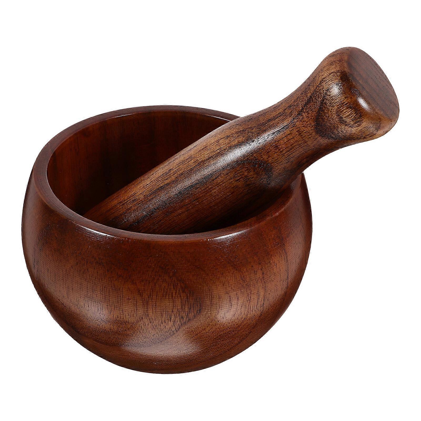 Wooden Mortar Pestle Set, Kitchen Grinding Bowl for Guacamole, MGF, 1 Set