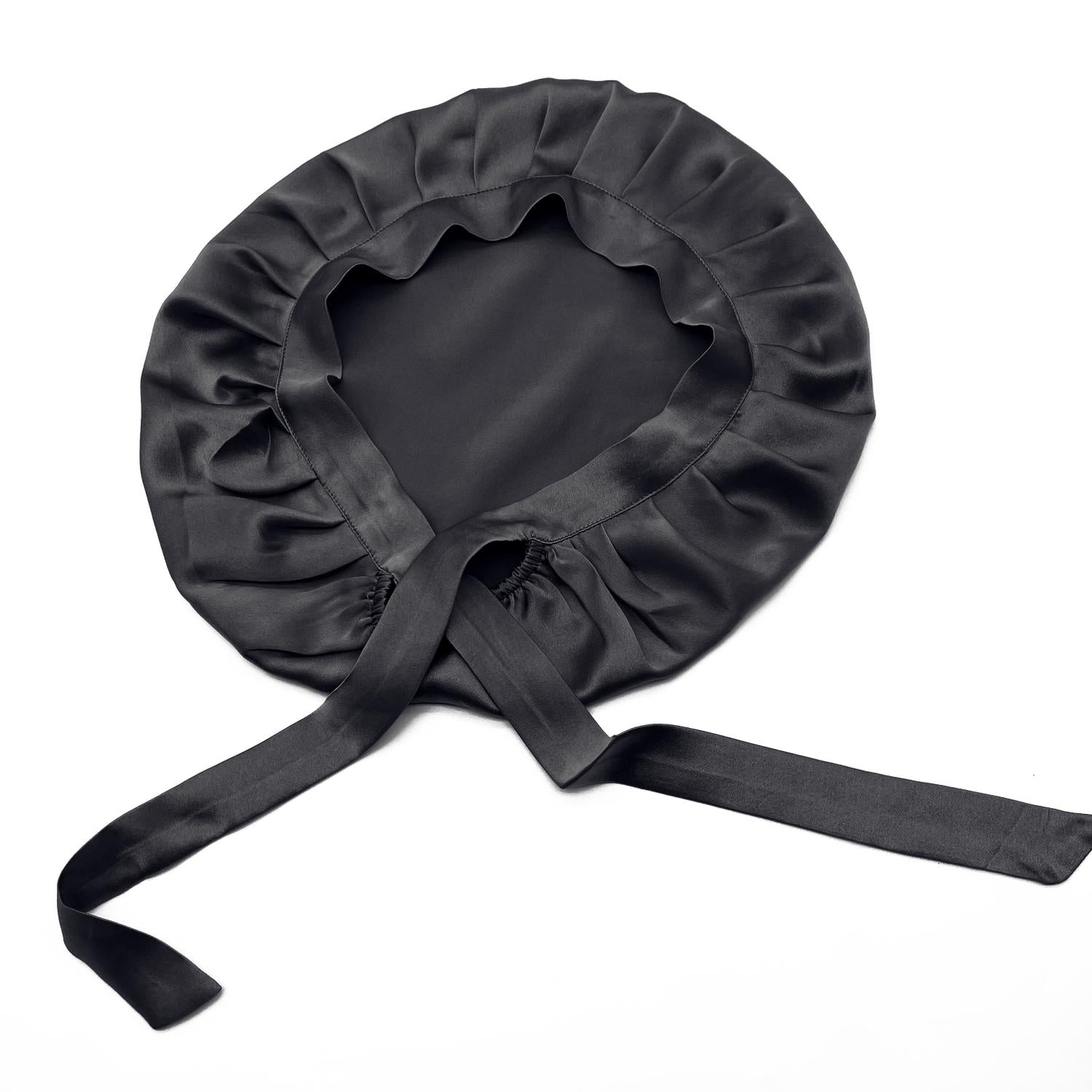 Sleeping Cap in Real Silk - Protects Hair While You Sleep black