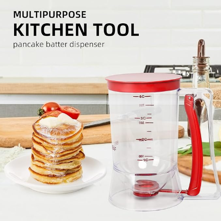 800 ML Batter separator Cupcakes Pancakes Cookie Cake Waffles Batter Dispenser cookie separator batter Cream Speratator Cup Measuring Baking Tools (red)