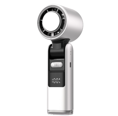 Portable Fan Handheld Mini Turbo Fan Battery ， High Speed Powerful Ice Cooling 5 Speed Adjustable Rechargeable Personal Fans for Beach Camping Travel Working （White）