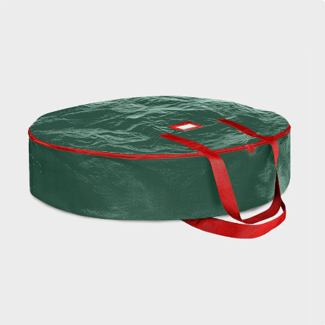 Christmas Wreath Storage Container 30 Inch - Wreath Bag for Artificial Wreaths Box - Dual Zippered Wreaths Storage Bag with Strong Durable Handles - Green