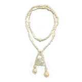 90cm vintage-style pearl and white conch pendant necklace, lightweight jewelry, women's style