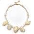 Five vintage-style white conch shell pearl pendant necklace, lightweight jewelry, women&
