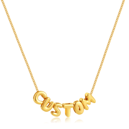 Custom letter necklace with a complete set of letter beads from A to Z, 10mm heart pendant, three colors available, chain accessory included - Gold