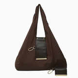 Keychain Tote Bag Compact & Expandable for On the Go, Foldable Tote Bag with Key Ring for Daily Errands - Brown