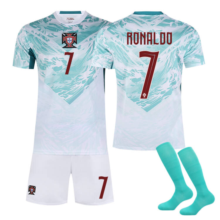 2026 FIFA World Cup Portugal Away Jersey – #7 Ronaldo, #8 Bruno Fernandes, #10 Bernardo Silva, #17 Rafael Leão, #21 Diogo Jota, #23 Vitinha, Children/Adult Sizes, Breathable Fabric(Cristiano Ronaldo + Size26)