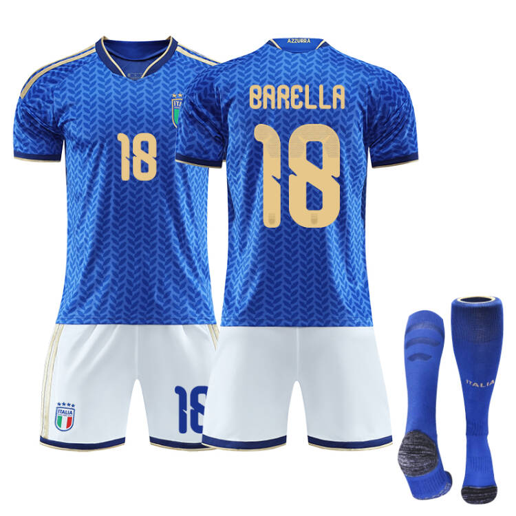 2026 FIFA World Cup Italy Home Jersey – #1 DONNARUMMA, #3 DIMARCO, #8 TONALI, #10 R.BAGGIO, #14 CHIESA, #18 BARELLA, Children/Adult Sizes, Breathable Fabric(BARELLA + SizeXXXL)