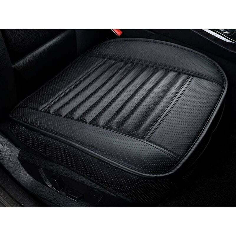 Universal Front Car Seat Cover Super Breathable Bamboo Charcoal Pu Leather,20.8 20.1''(1 Piece-Black)