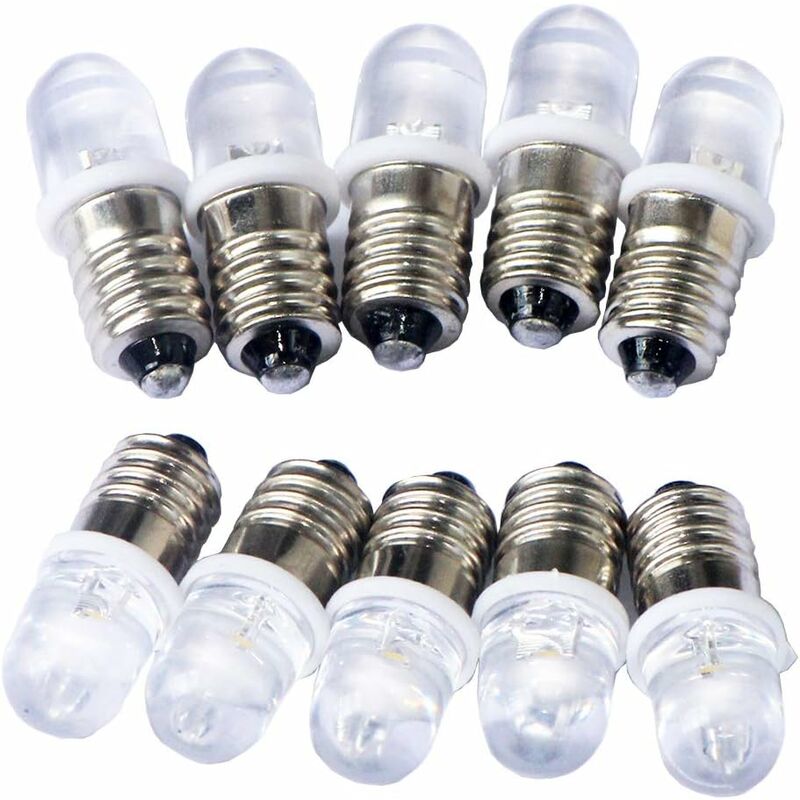 Ersandy 10 pcs E10 12V Spot LED Bulb Lamps Warm White
